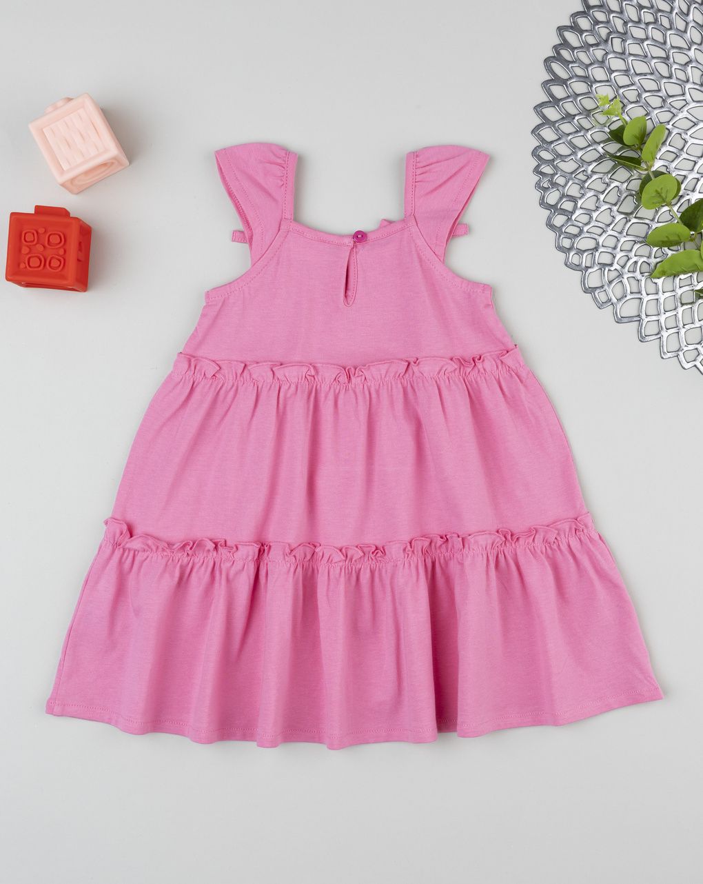 Abito bimba rosa con balze e patch