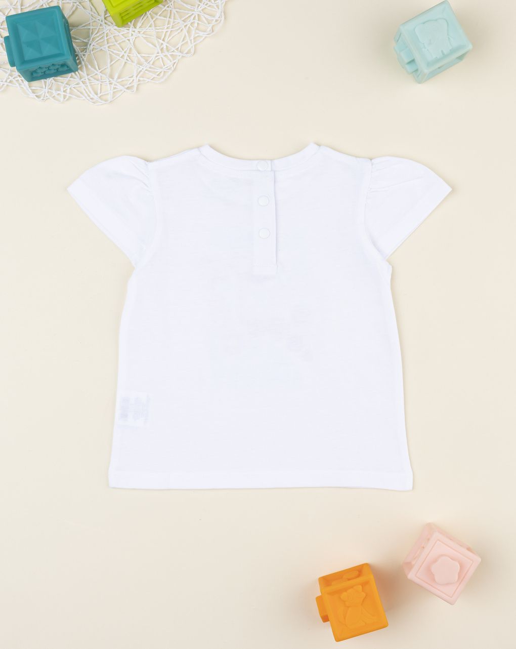 T-shirt bimba bianca stampa flower