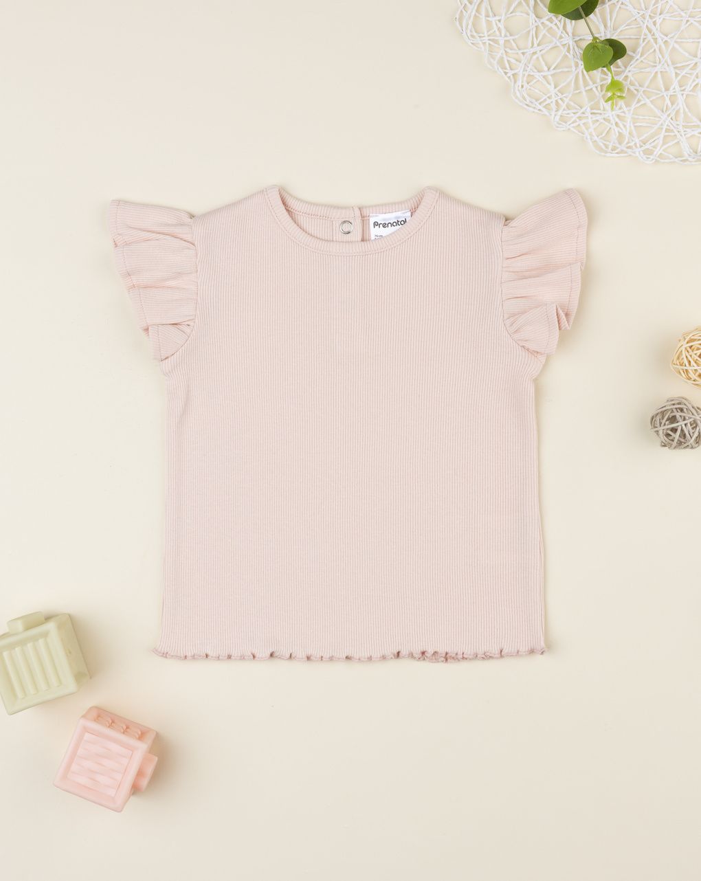 T-shirt bimba rosa a costina