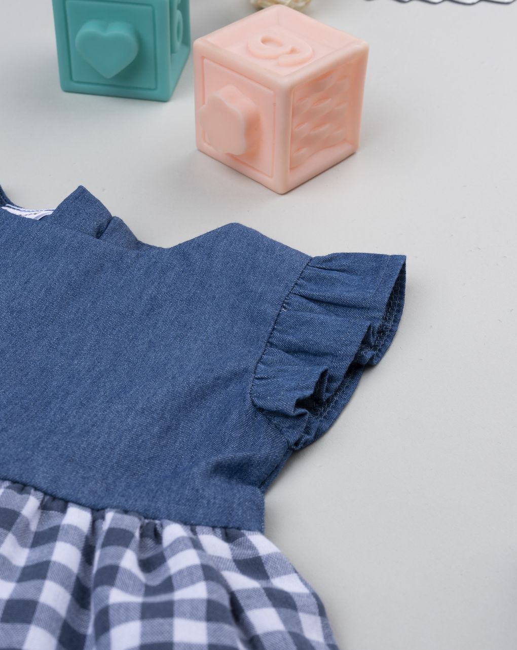 Abito chambray bimba bianco/blu