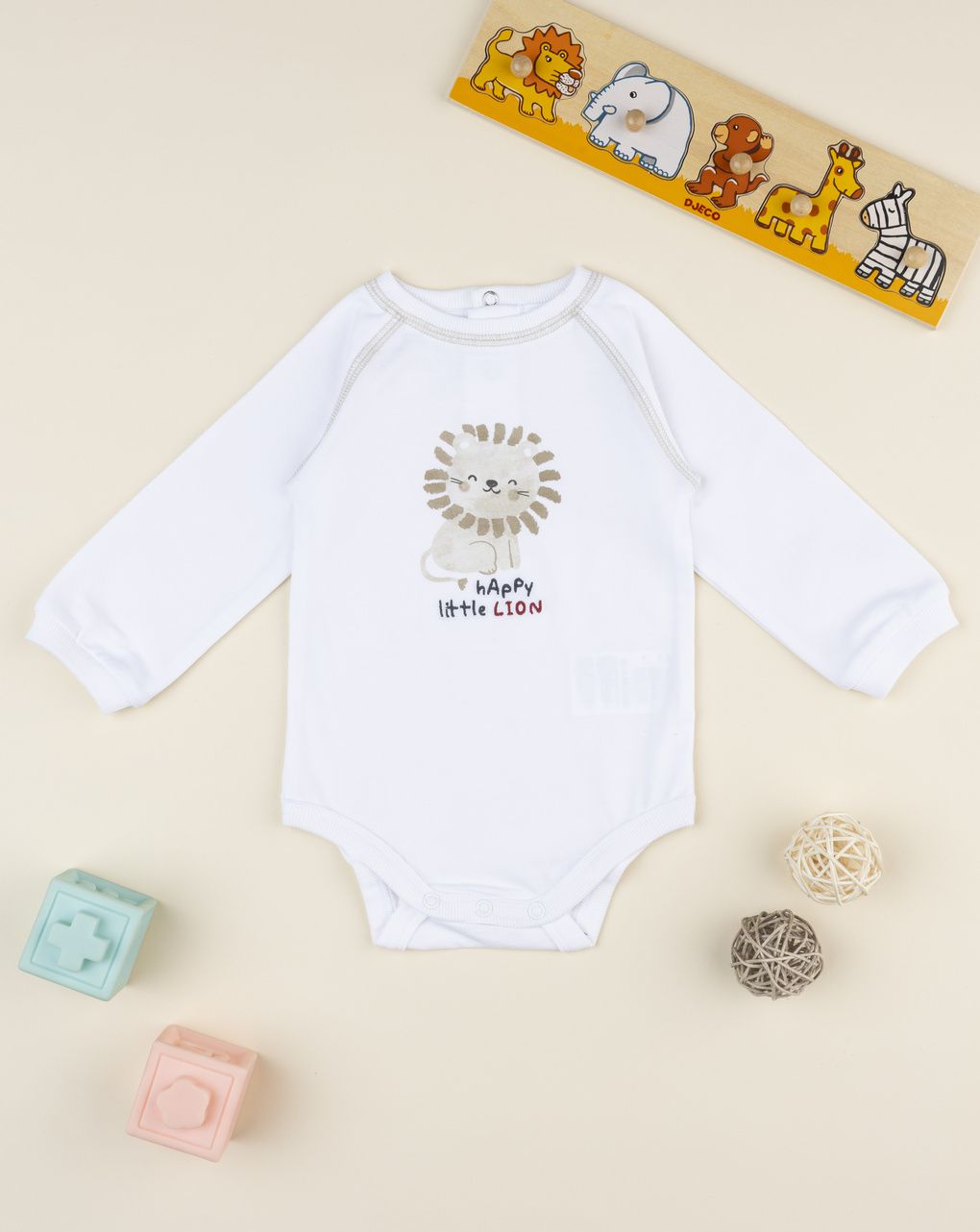 Body neonato maniche lunghe stampa leone
