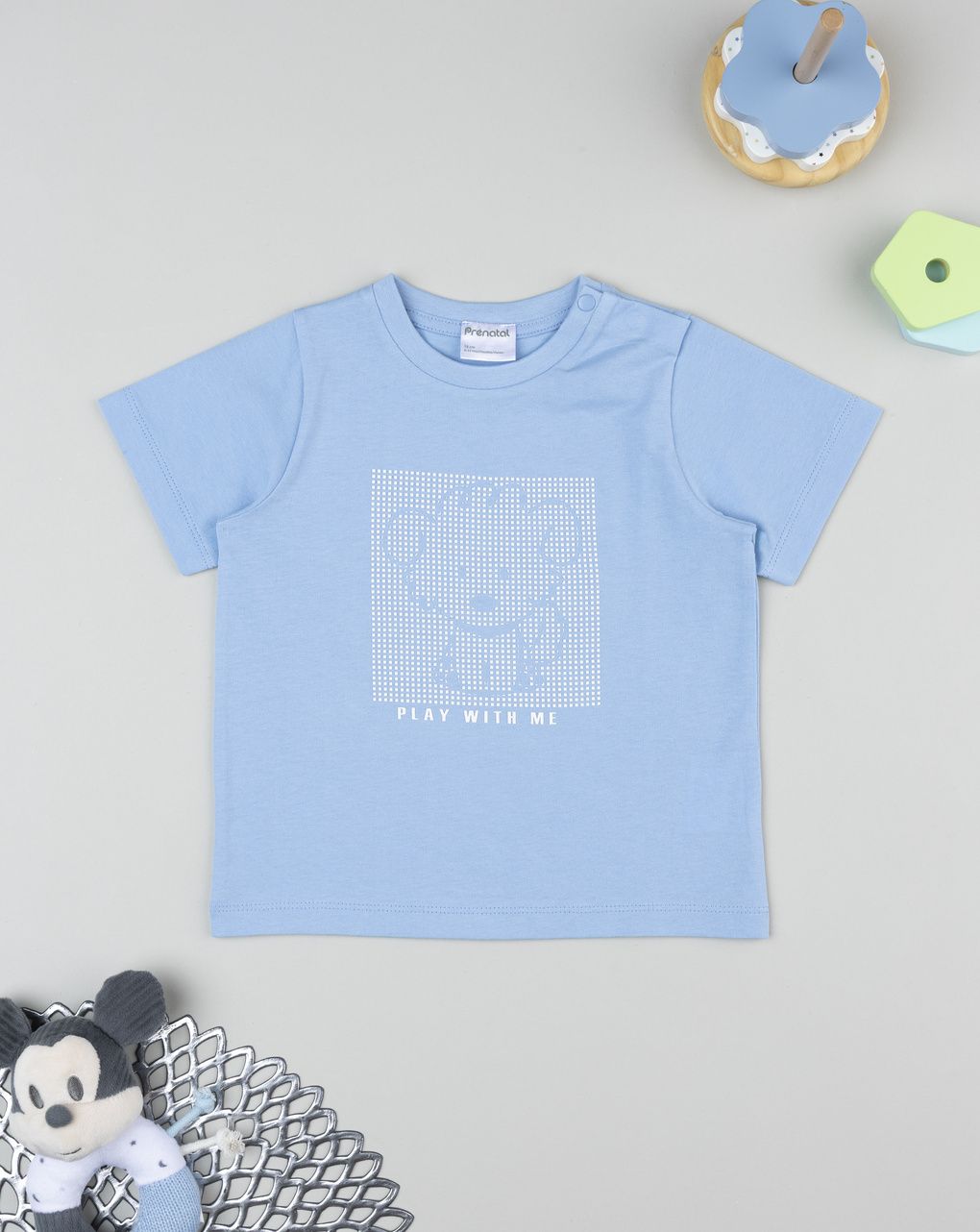 T-shirt bimbo azzurra stampa rilievo