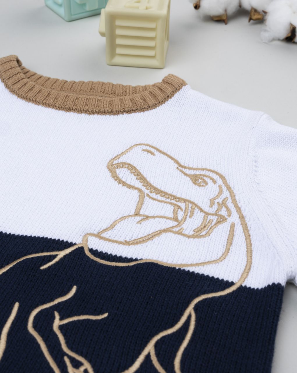 Maglia bimbo bianco/blu dino