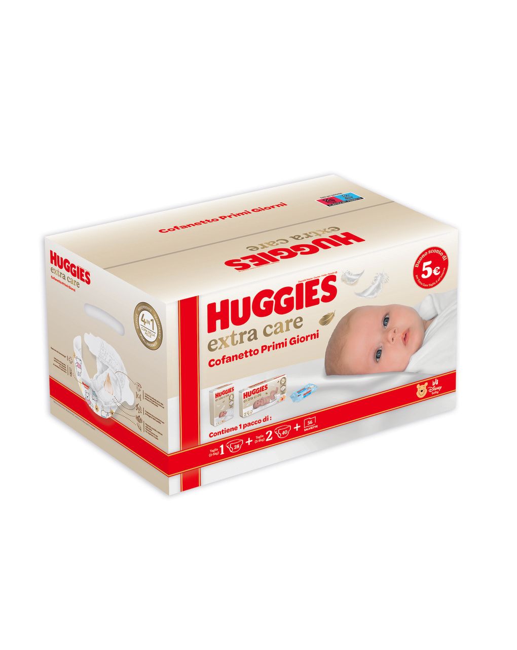 Extra care starter kit box 28pz taglia1 40pz taglia2 56 salviette - huggies