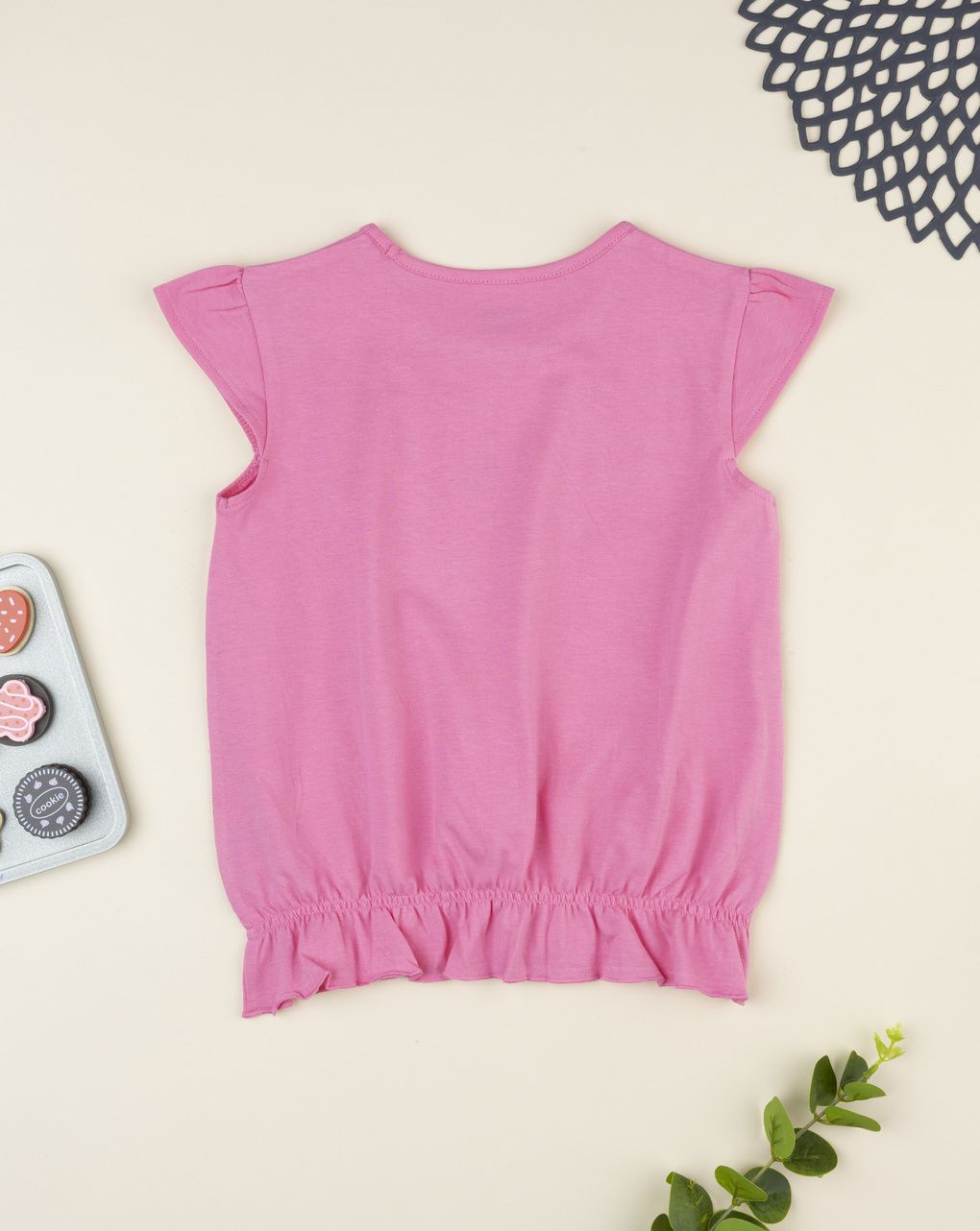 T-shirt bambina fucsia bordo elasticato