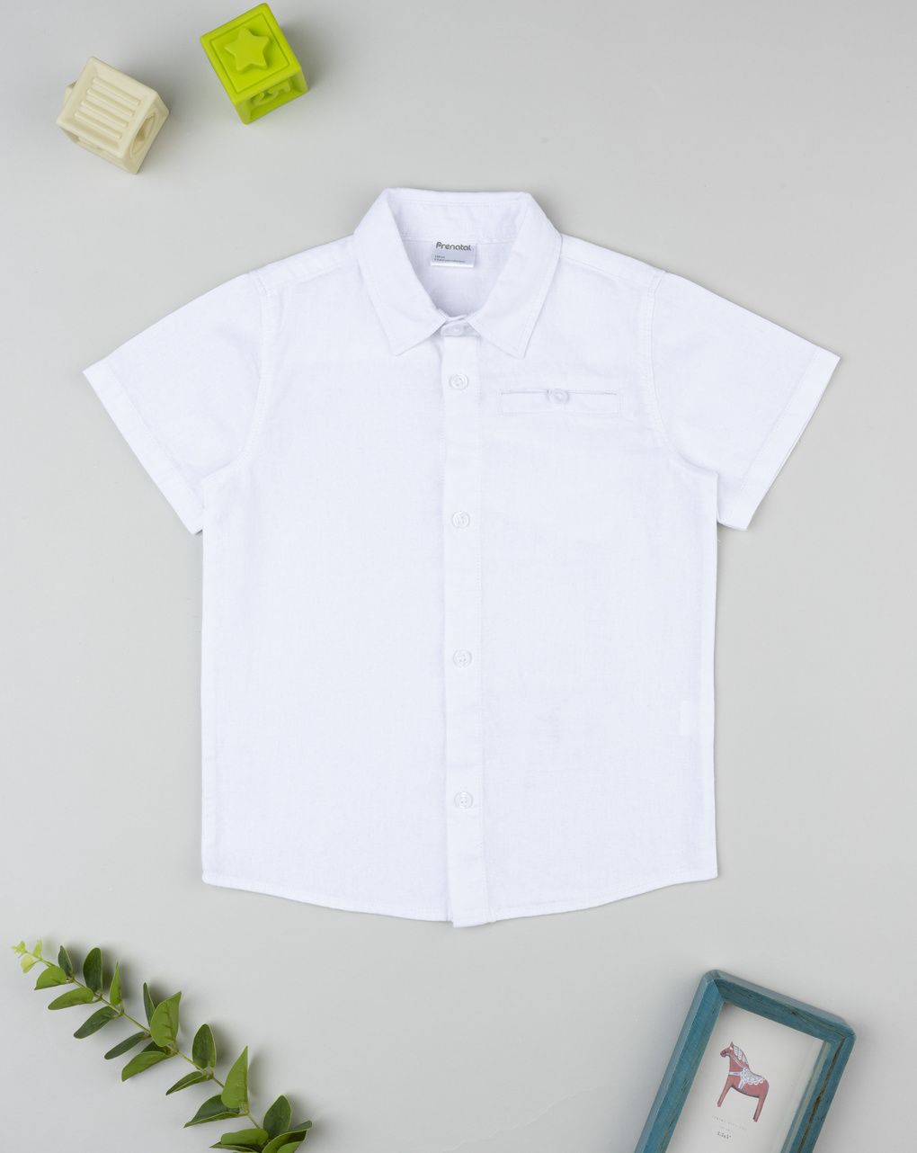 Camicia lino bianca bambino mezza manica