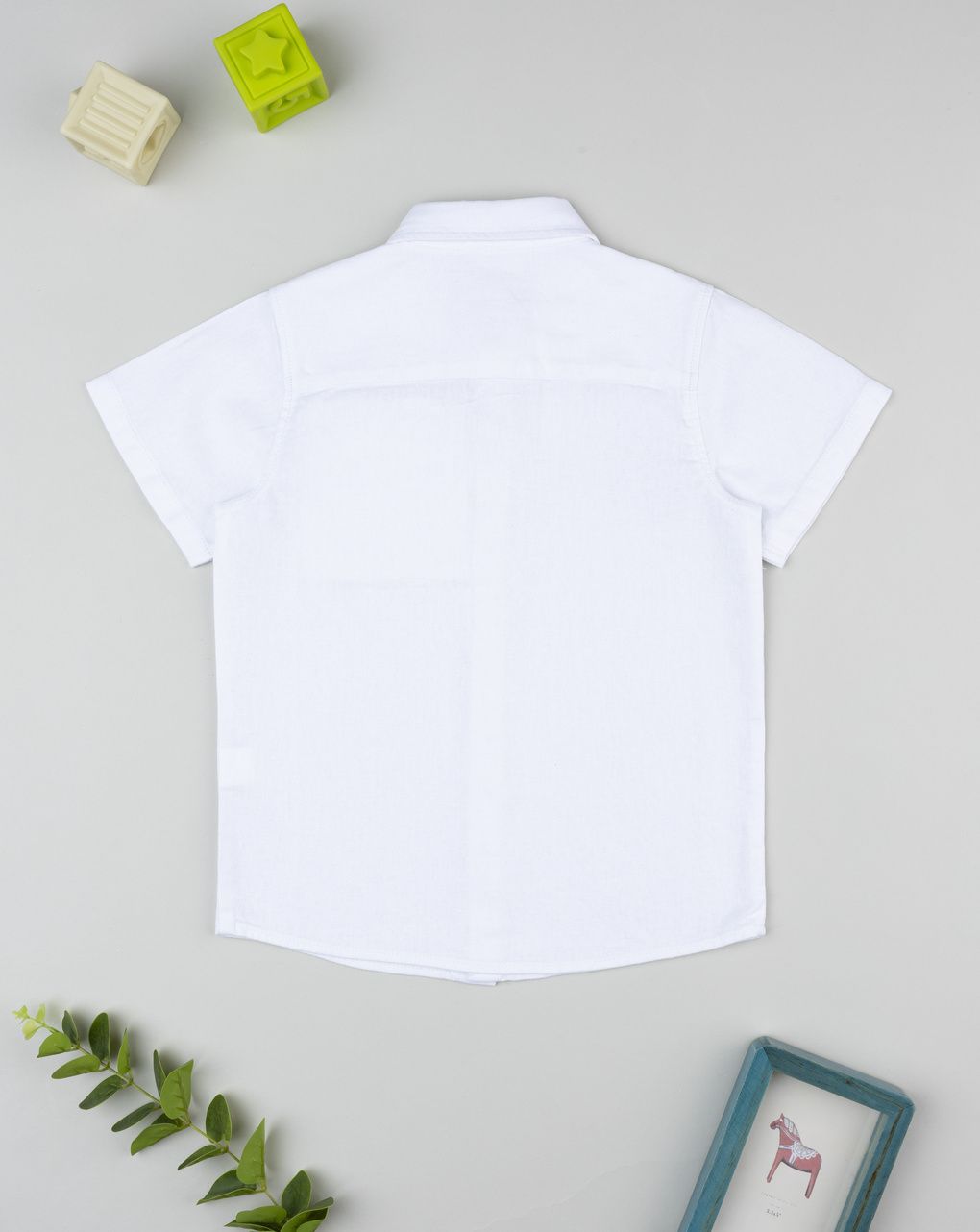 Camicia lino bianca bambino mezza manica