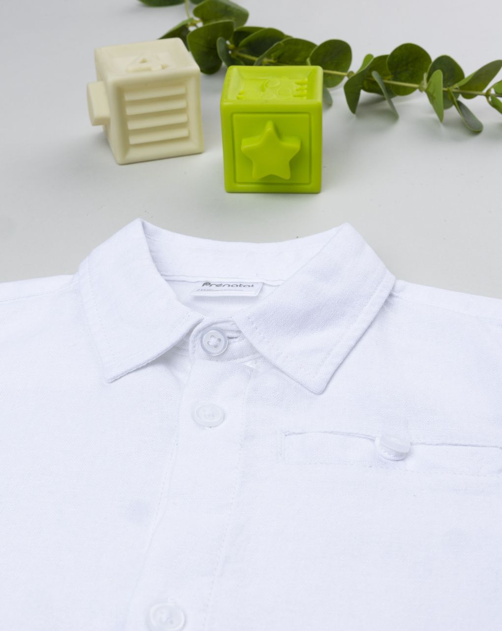 Camicia lino bianca bambino mezza manica