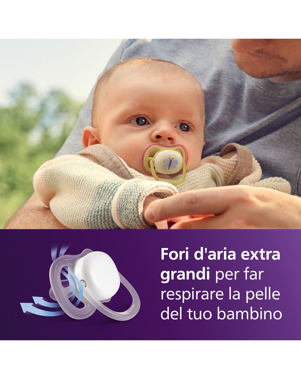Succhietti ultra air night 0-6m farfalla e bruco, a base vegetale - set da 2 ciucci - philips avent