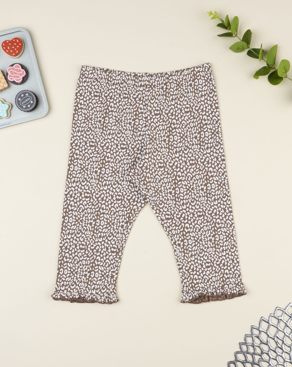 Legging bimba marrone maculato