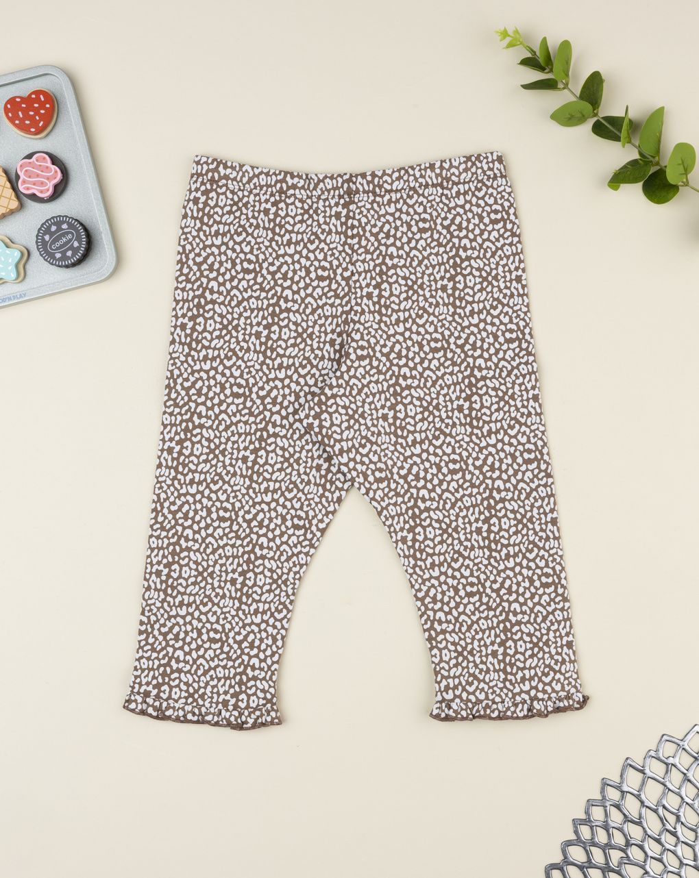 Legging bimba marrone maculato
