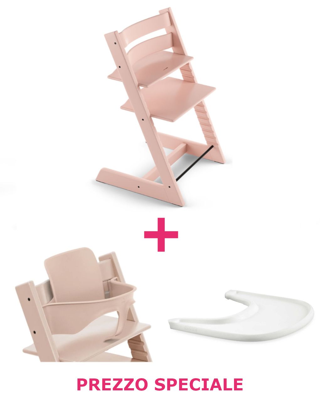 Tripp trapp® serene pink + babyset + vassoio – personalizzabile – stokke®