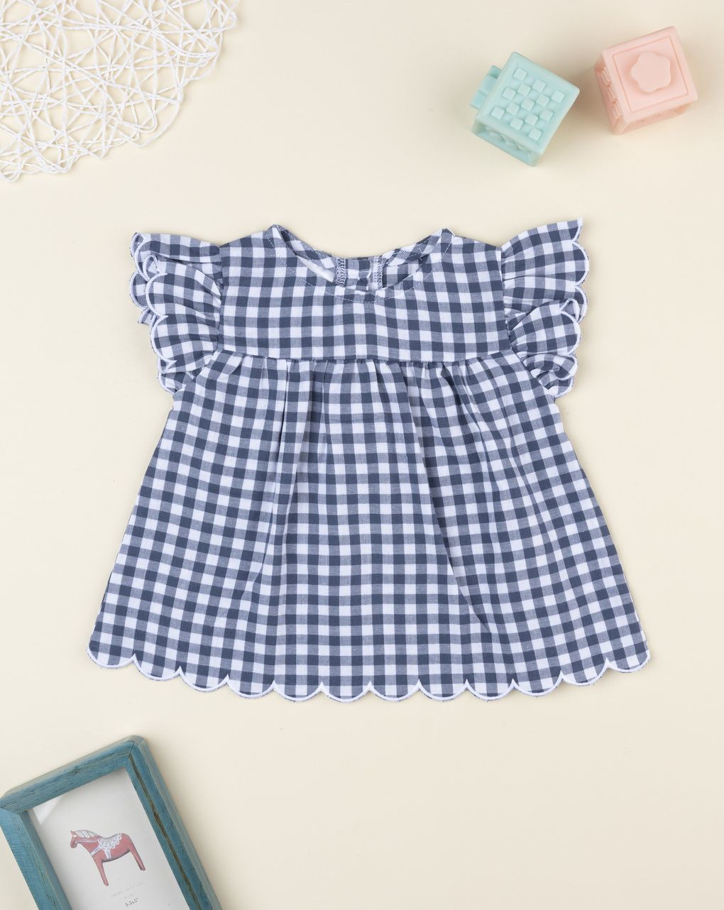 Blusa vichy bimba blu/bianco