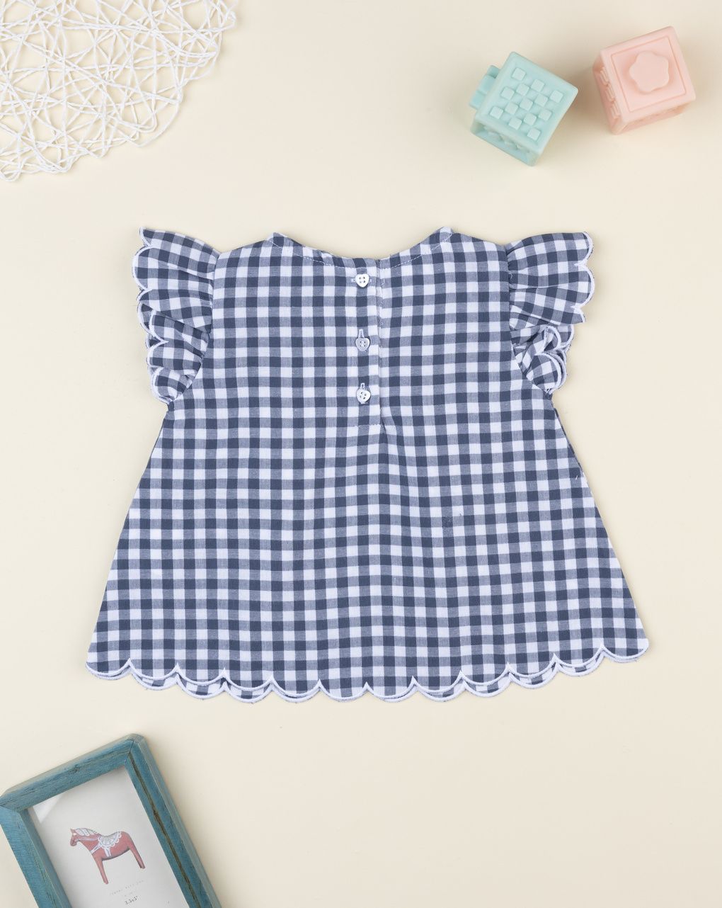 Blusa vichy bimba blu/bianco