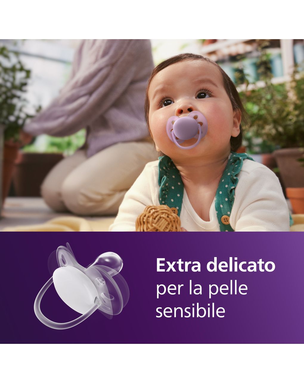 Succhietti ultra soft 6-18m pastello viola e rosso, a base vegetale - set da 2 ciucci - philips avent