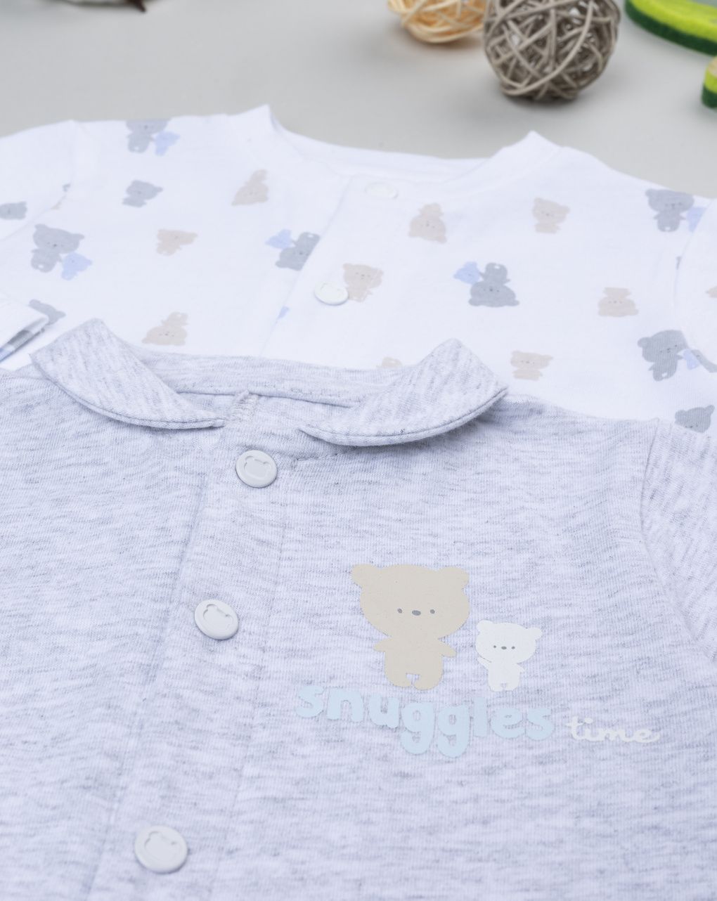 Pack 2 tutine bimbo orsetti bianco/grigio