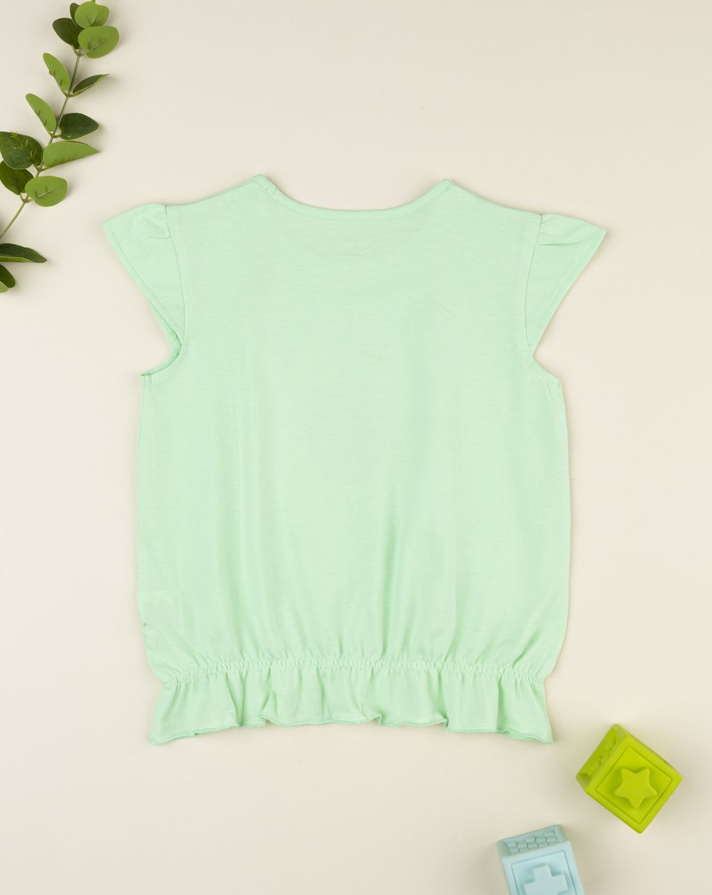 T-shirt bambina verde bordo elasticato