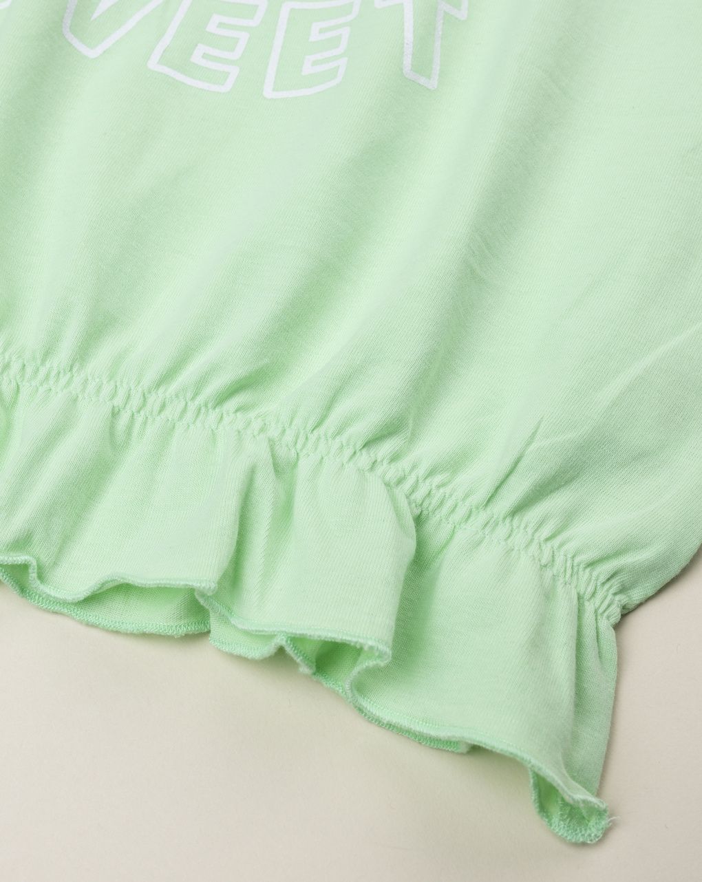 T-shirt bambina verde bordo elasticato