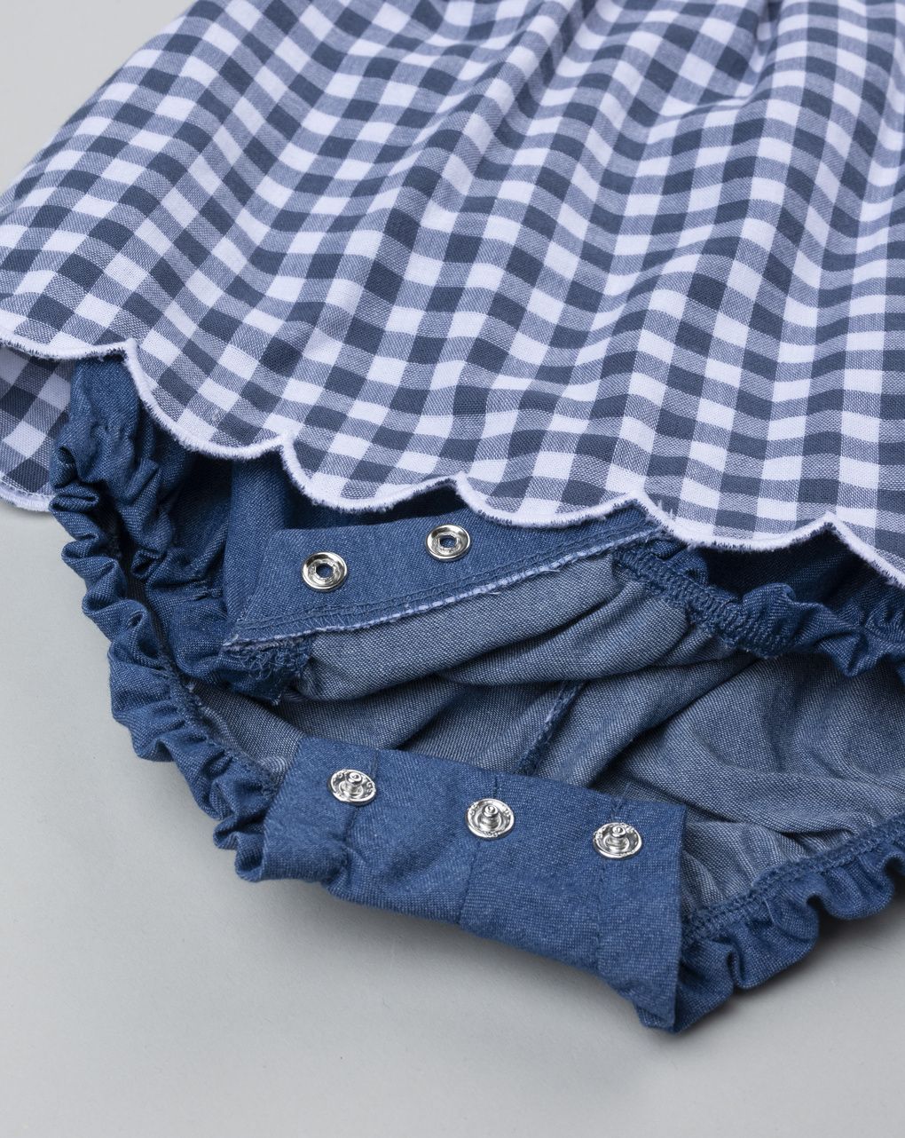 Pagliaccetto vichy neonata bianco/blu