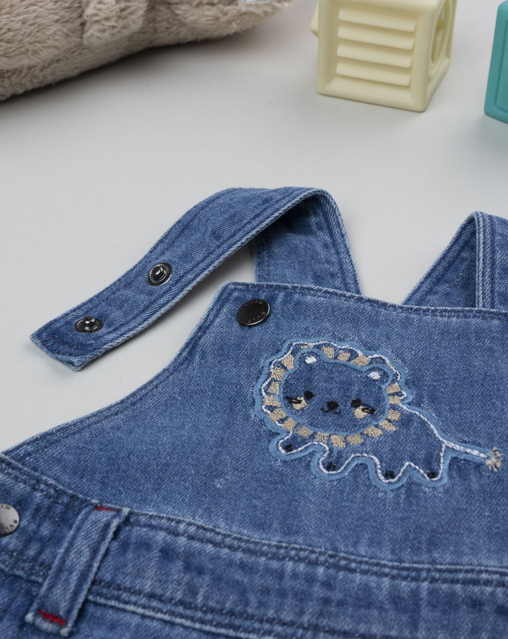 Salopette denim neonato leoncino