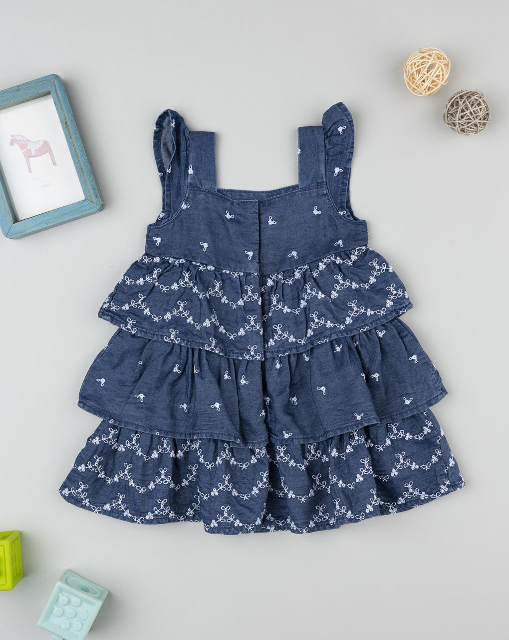 Abito bimba blu scuro con balze