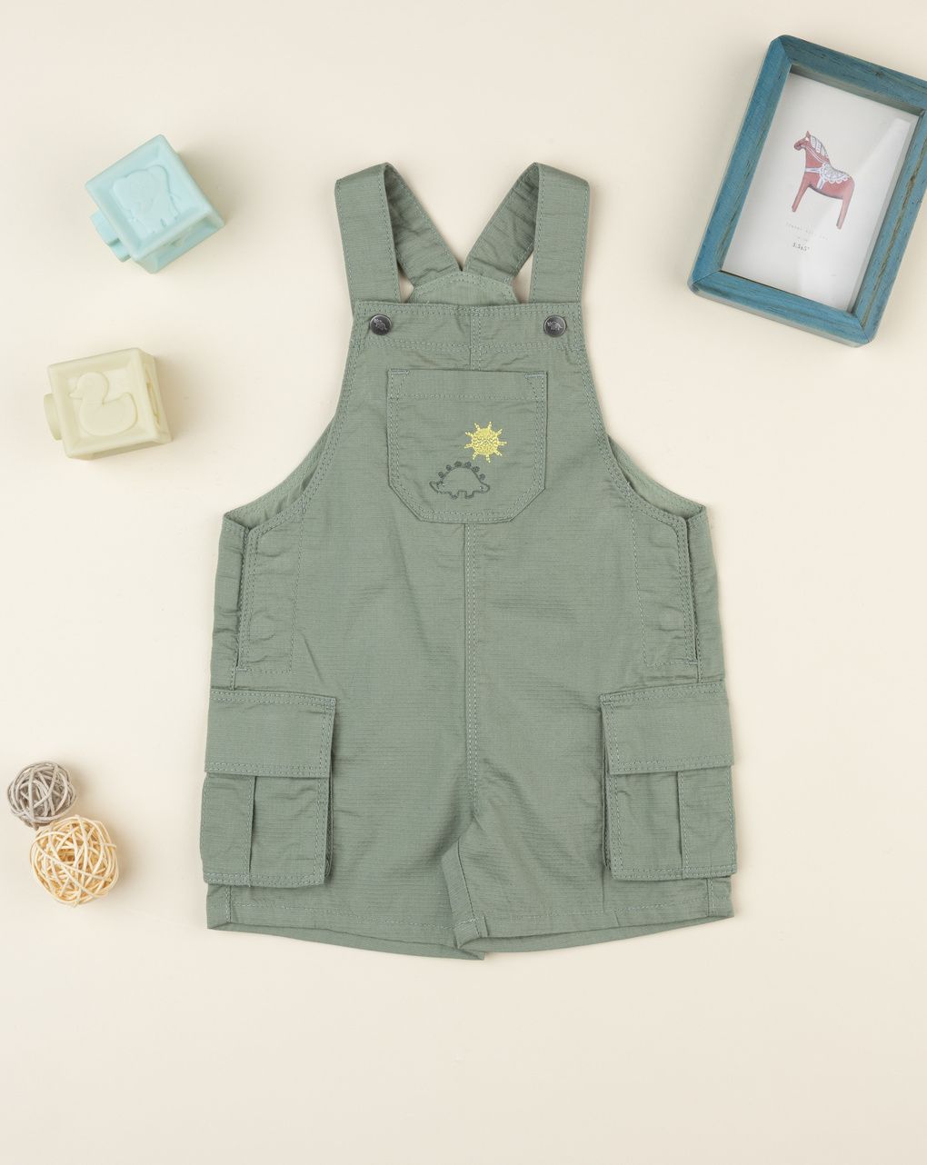 Salopette bimbo verde dino