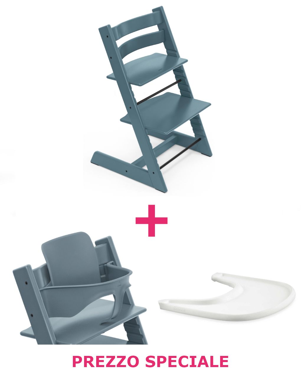 Tripp trapp® fjord blue + babyset + vassoio – personalizzabile – stokke®
