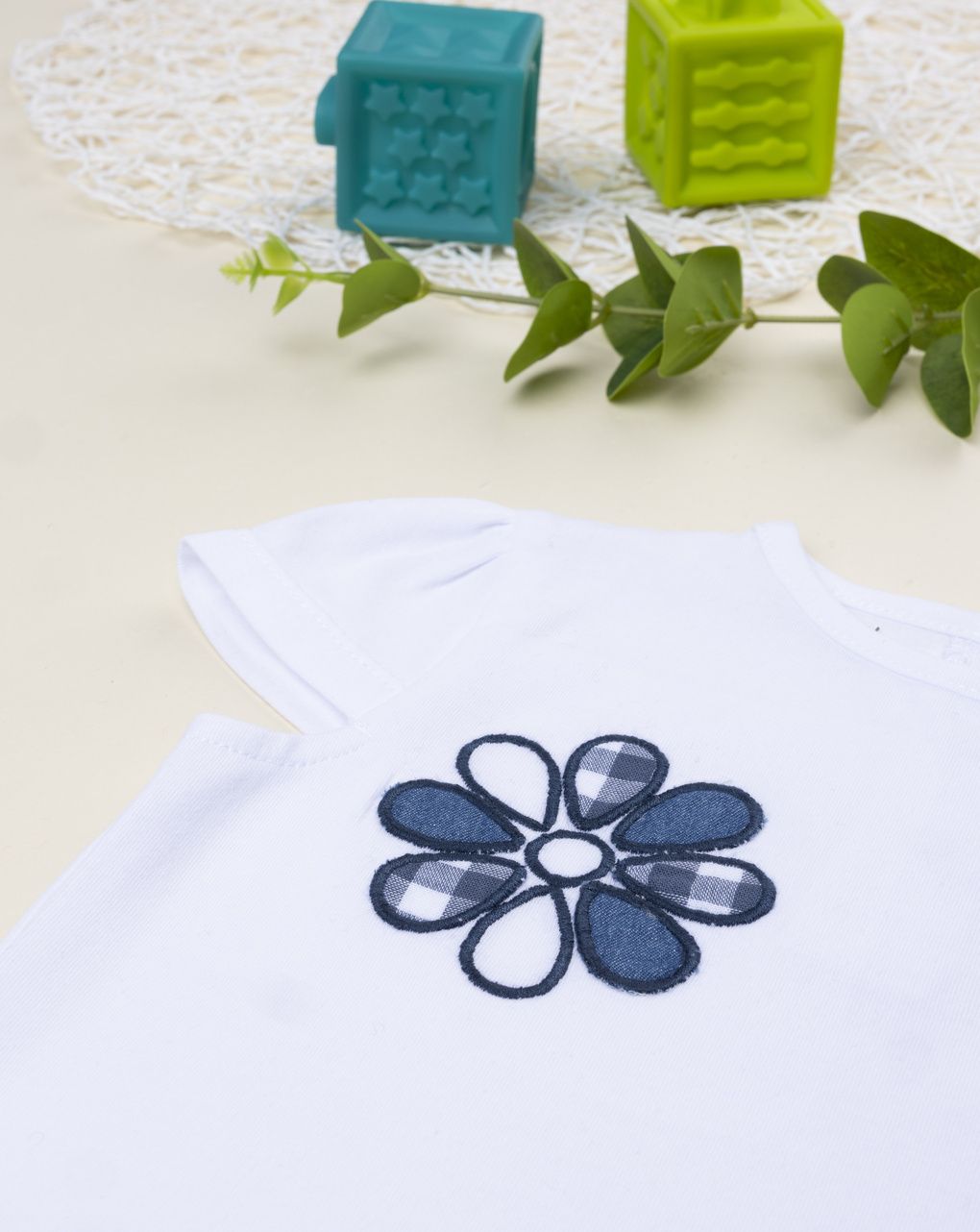 T-shirt bimba bianca denim