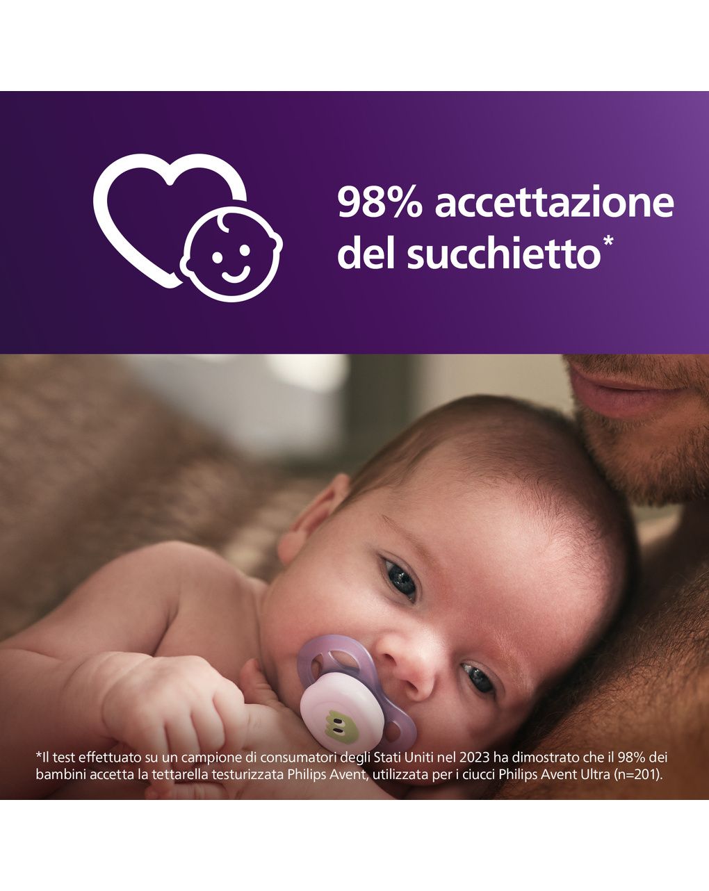 Succhietti ultra start 0-2m day pastello giallo e viola con decorazioni, a base vegetale - set da 2 ciucci - philips avent
