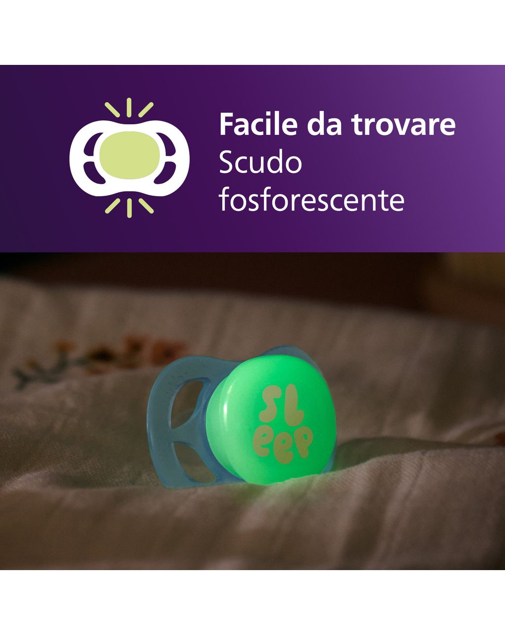 Succhietti ultra start 0-2m night pastello verde e blu smile e sleep, a base vegetale - set da 2 ciucci - philips avent
