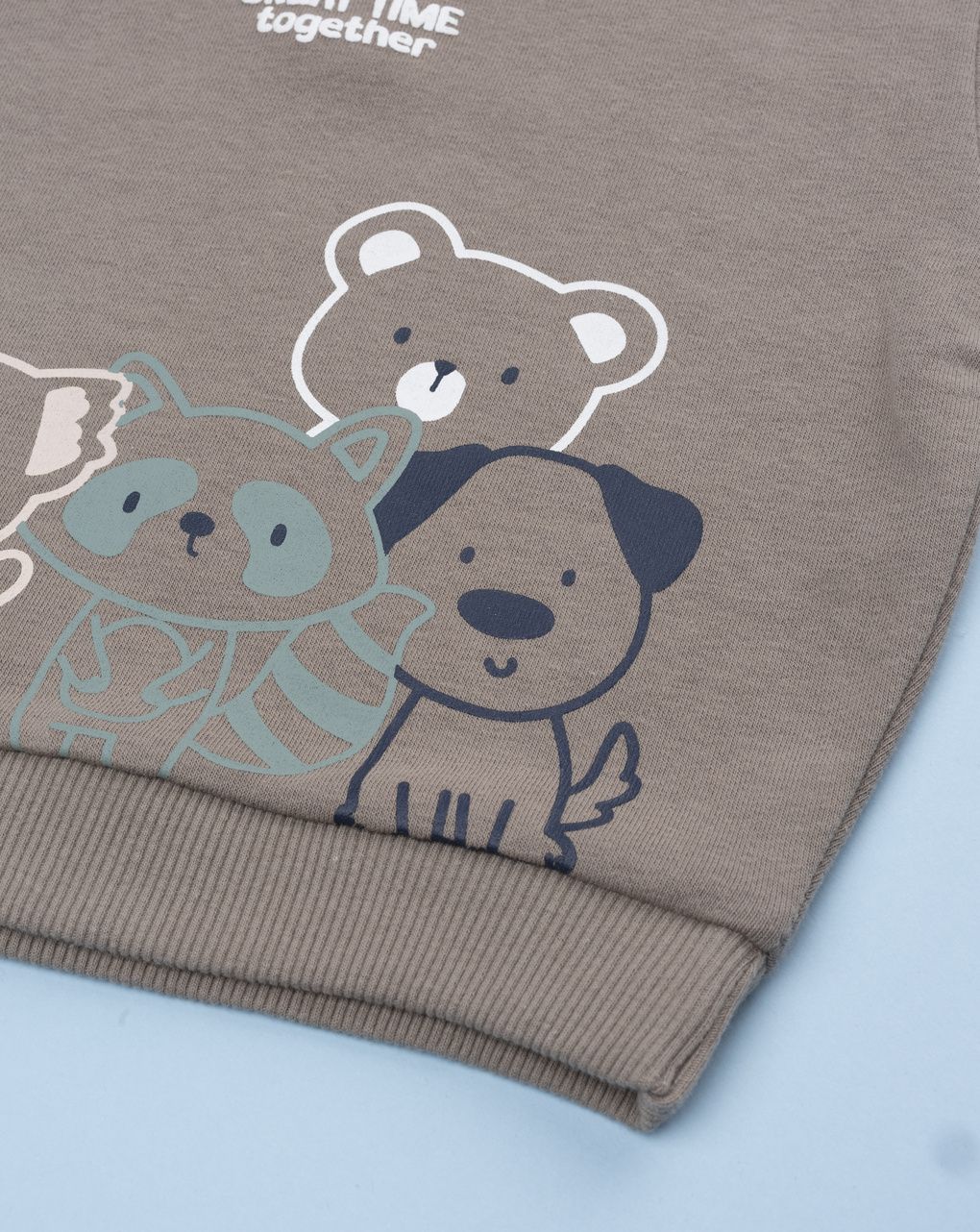 Felpa bimbo marrone stampa animali