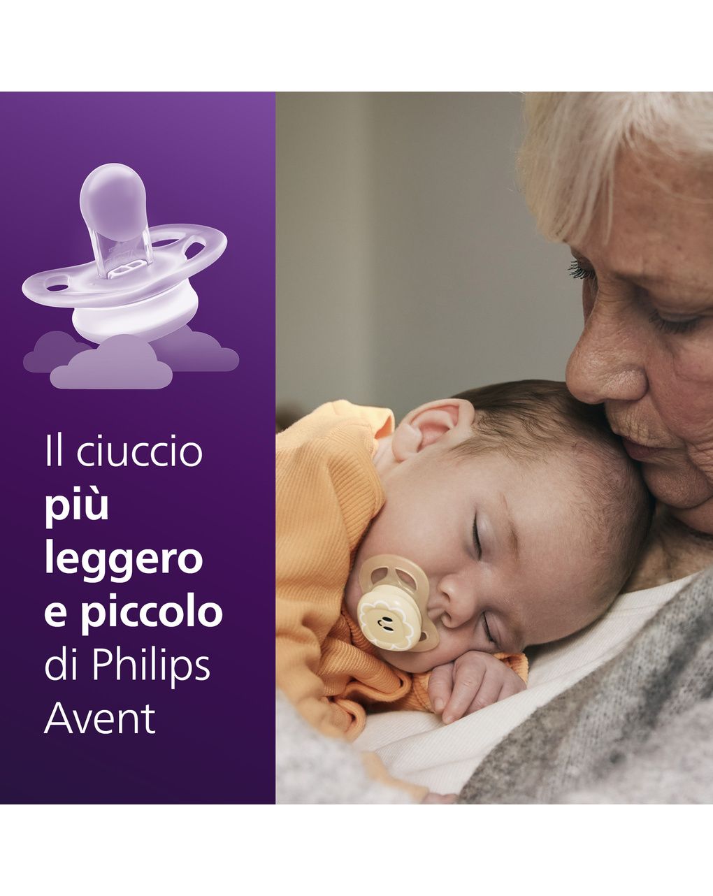 Succhietti ultra start 0-2m day pastello giallo e viola con decorazioni, a base vegetale - set da 2 ciucci - philips avent