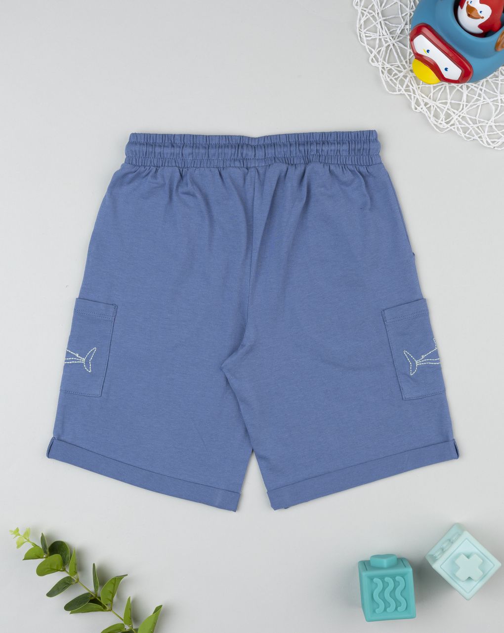 Shorts bambino blu con tasche