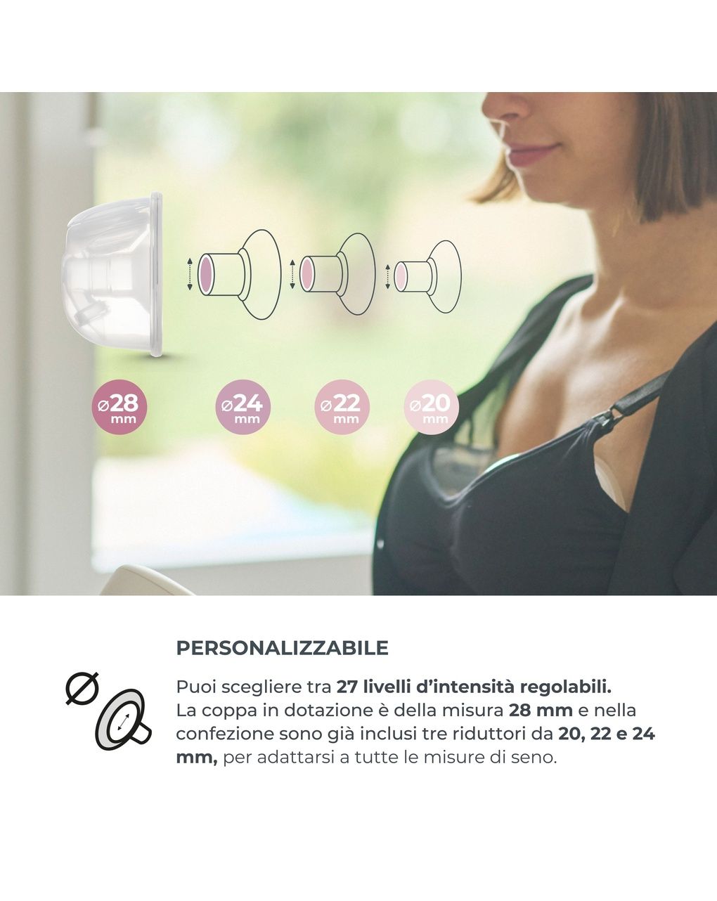 Tiralatte elettrico singolo a mani libere a 3 fasi materno smart wear - 1287cw - nuvita