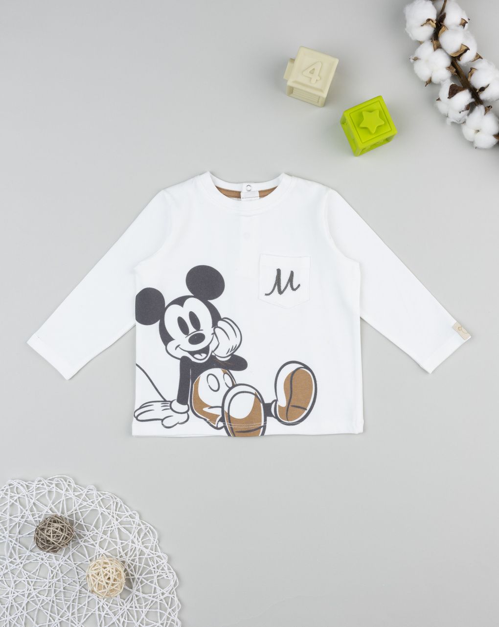 T-shirt bimbo mickey mouse manica lunga