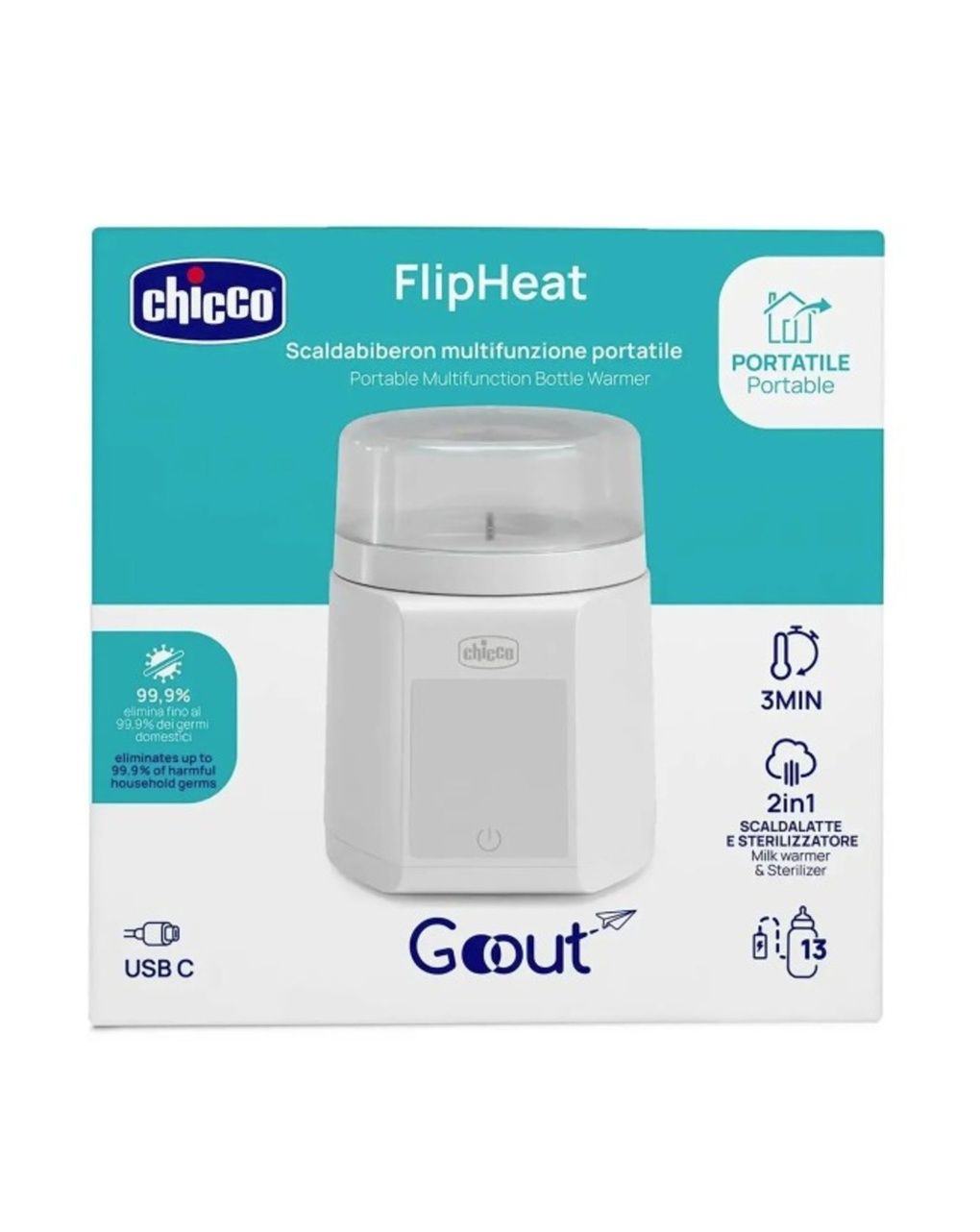 Scaldabiberon portatile 2 in 1 con batteria ricaricabile - chicco