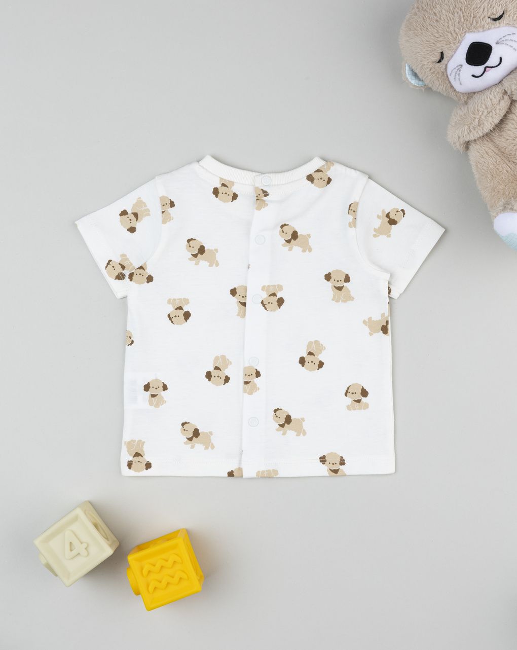 T-shirt bimbo panna cagnolini allover