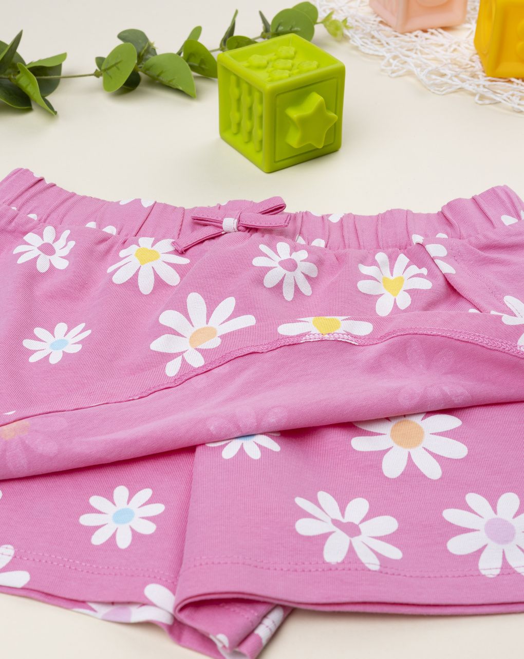 Shorts bimba rosa margherite