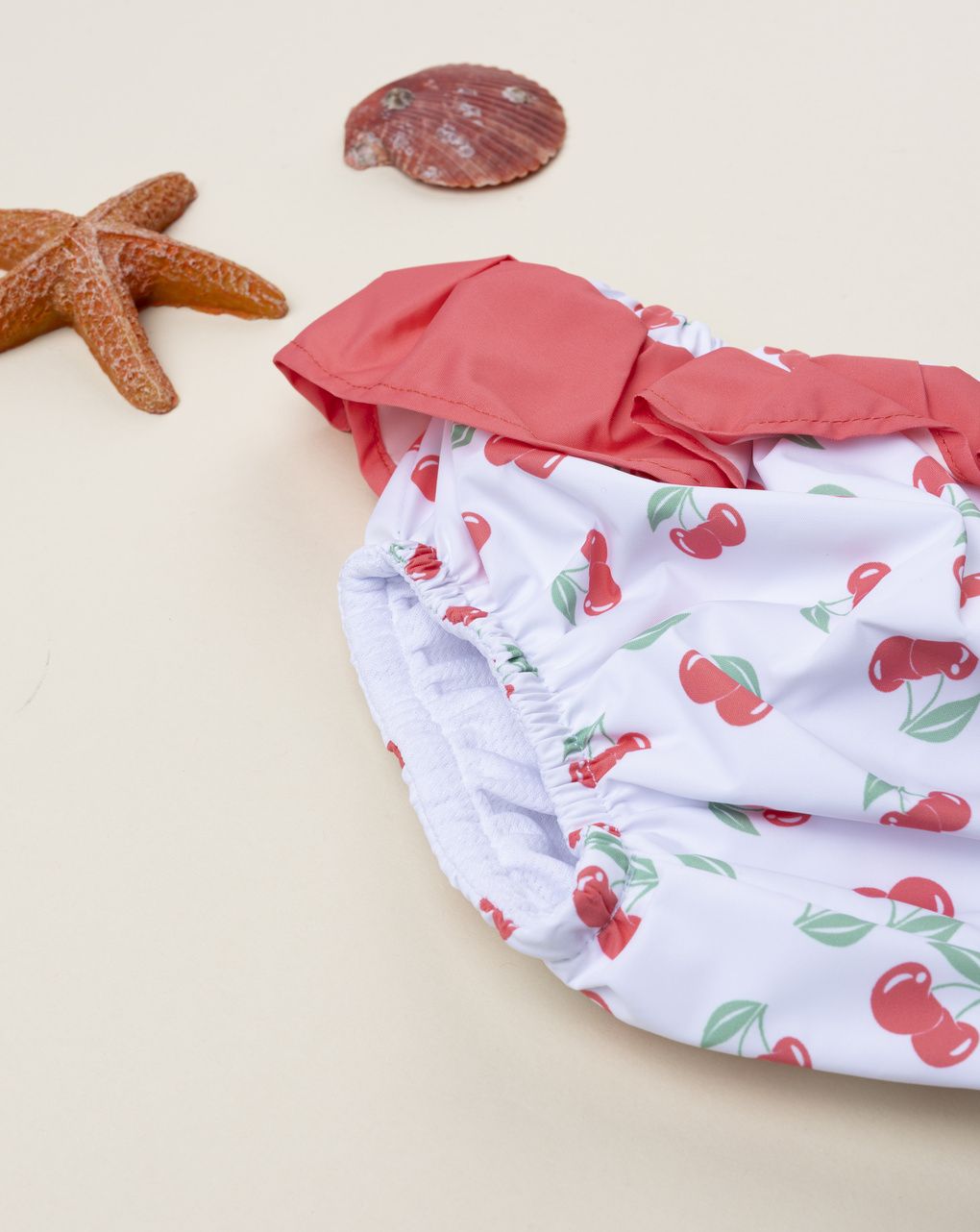 Costume slip bimba rosso/bianco rouches