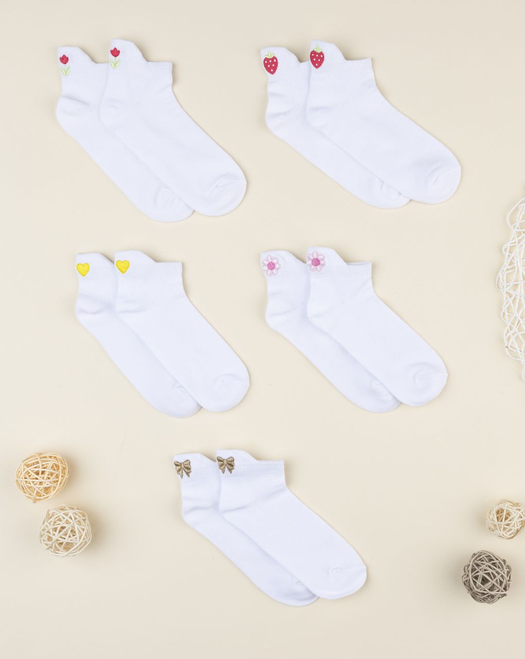 Pack 5 calze bianche bambina
