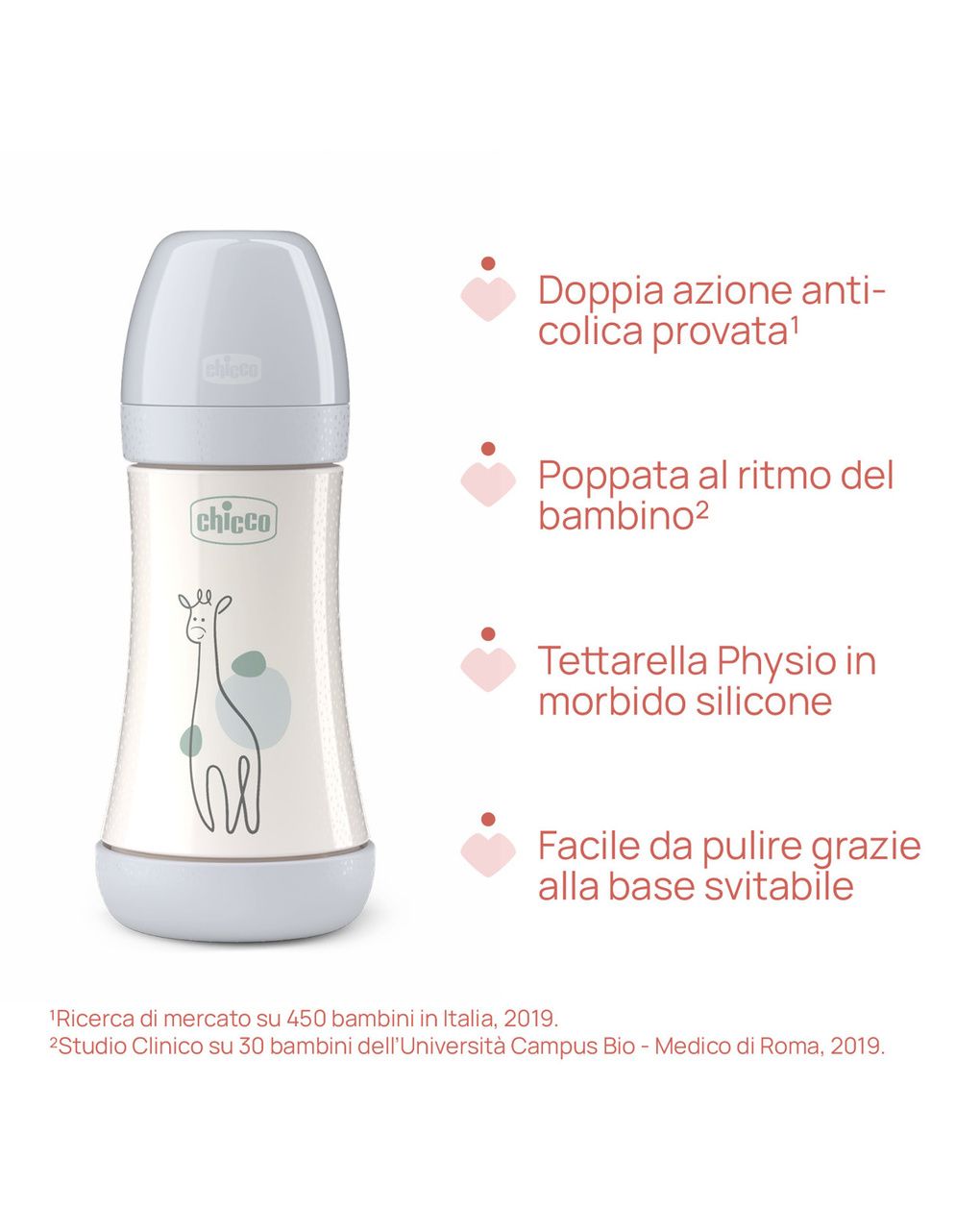 Biberon perfect5 neutro 240ml in silicone 2 fori - chicco