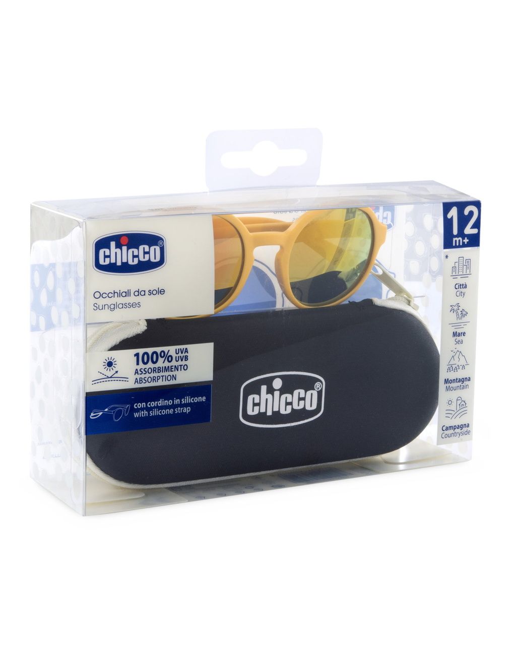 Occhiale da sole giallo con lenti a specchio 12m+ - chicco