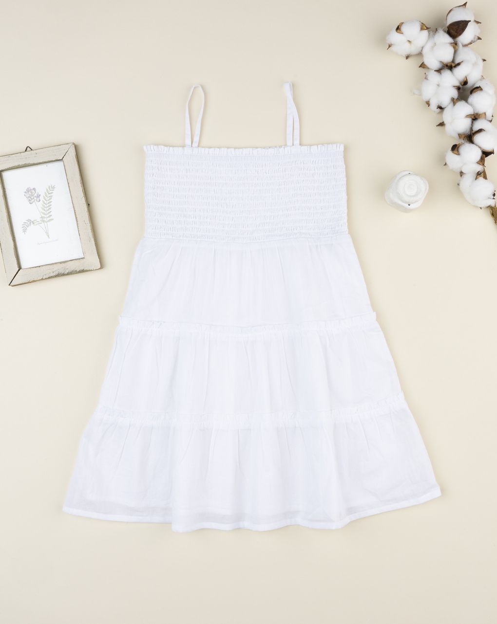 Abito bianco bambina in punto smoke