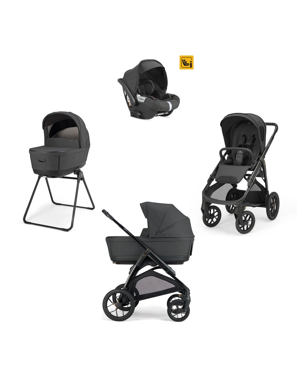 Aptica xt system quattro - magnet grey con telaio black e seggiolino auto darwin infant - inglesina