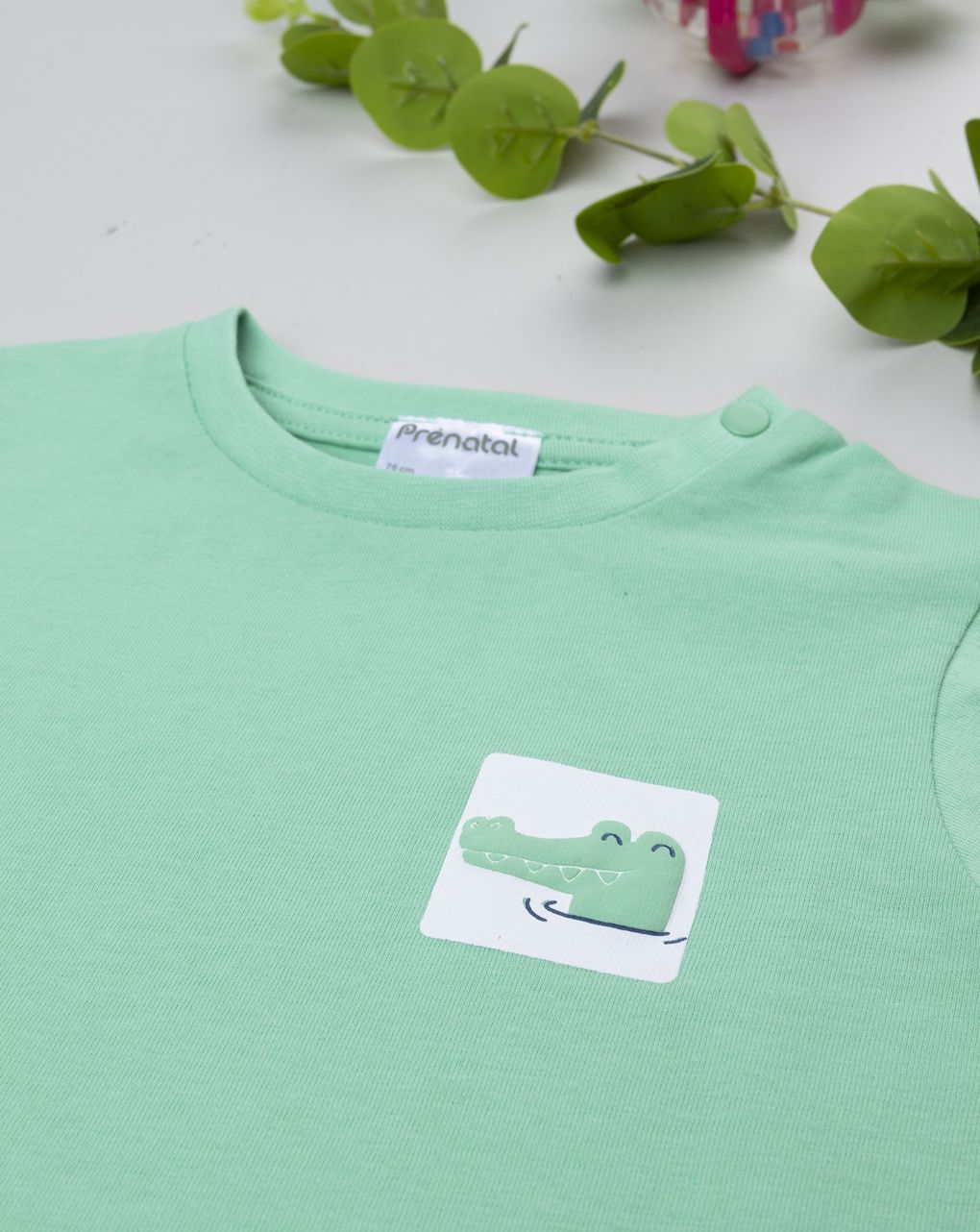 T-shirt bimbo verde chiaro coccodrillo