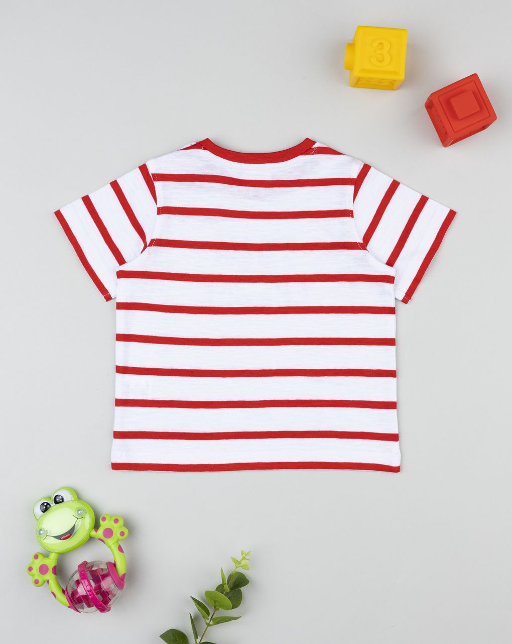 T-shirt rigata bianco/rosso "team league"