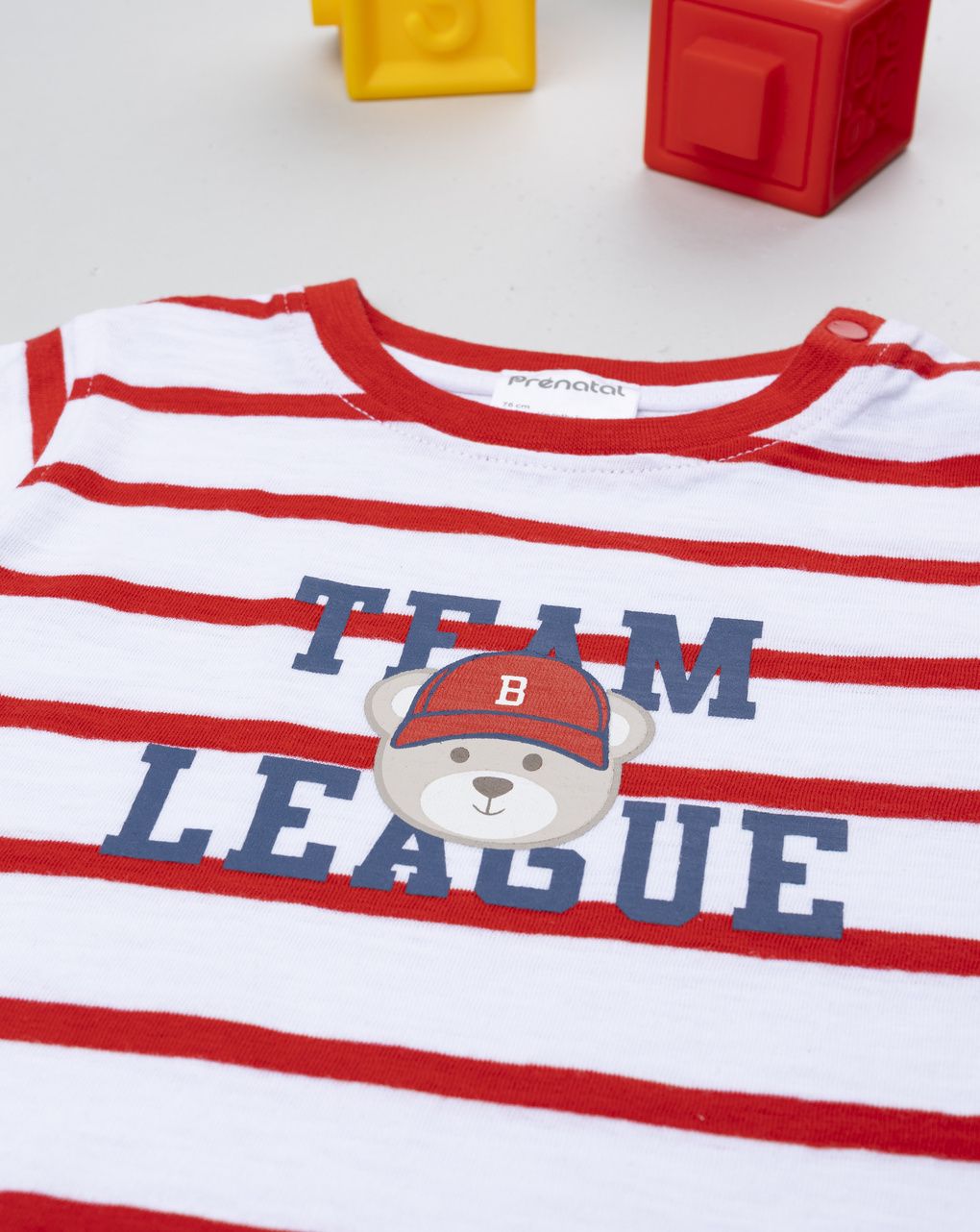 T-shirt rigata bianco/rosso "team league"
