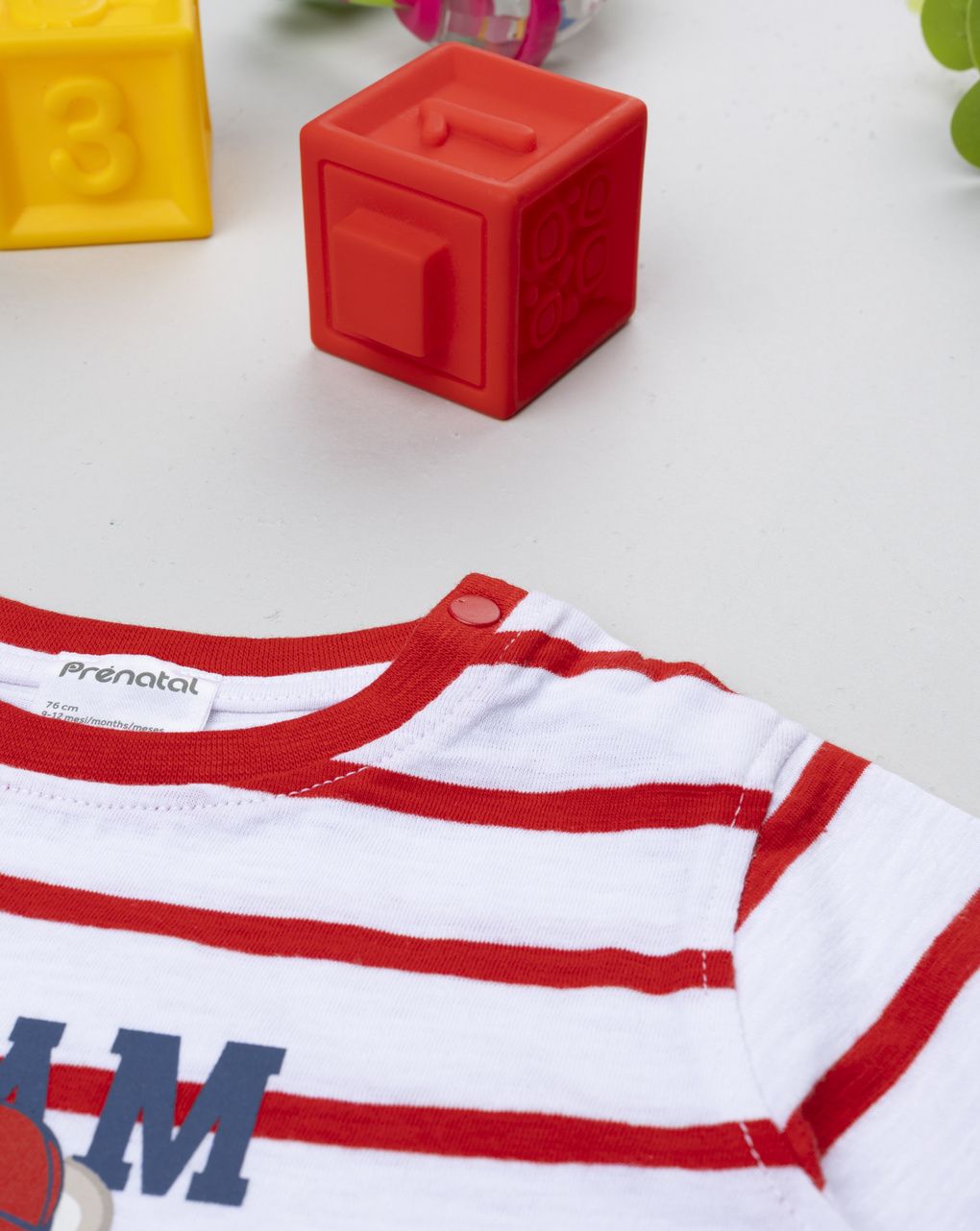 T-shirt rigata bianco/rosso "team league"