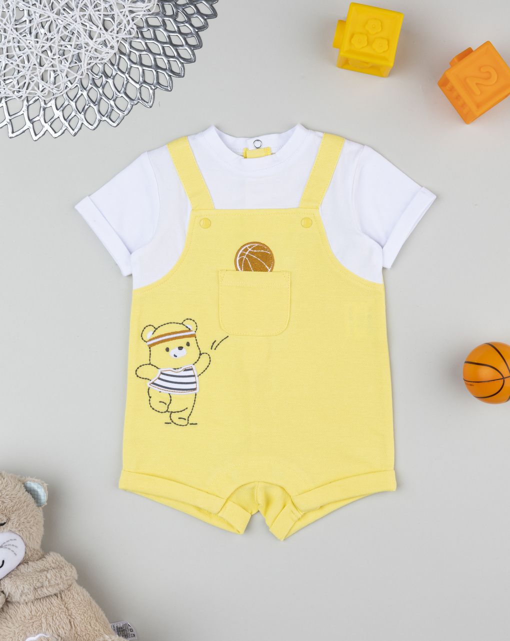 Pagliaccetto bimbo giallo basket