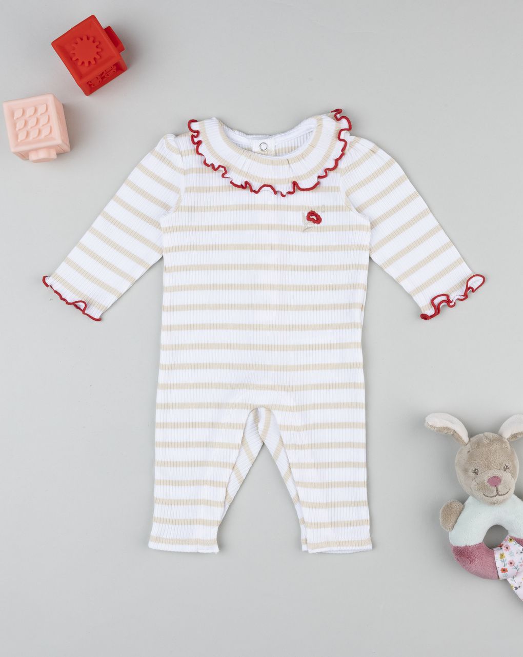 Tutina neonata a costine rigata